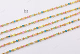 dainty multi color enamel chain multicolor rainbow rolo cable satellite curb cuban by yard 22K Gold Filled