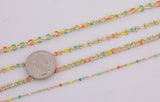 dainty multi color enamel chain multicolor rainbow rolo cable satellite curb cuban by yard 22K Gold Filled