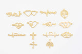 18K gold filled connectors for permanent jewelry charms connector for bracelets heart tree of life heartbeat love snake lotus cross beat