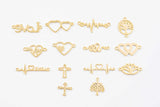18K gold filled connectors for permanent jewelry charms connector for bracelets heart tree of life heartbeat love snake lotus cross beat