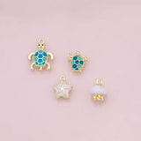 Starfish Jellyfish Sea Turtle fish ocean beach summer enamel charm 18k Gold Filled Charm Bar Bracelets and Necklaces Silver Charms