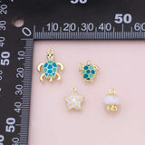 Starfish Jellyfish Sea Turtle fish ocean beach summer enamel charm 18k Gold Filled Charm Bar Bracelets and Necklaces Silver Charms
