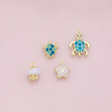Starfish Jellyfish Sea Turtle fish ocean beach summer enamel charm 18k Gold Filled Charm Bar Bracelets and Necklaces Silver Charms