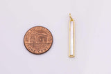 18K gold filled mother of pearl stick charm 25mm x 4mm bracelet charm necklace pendant minimalist charms cz pave