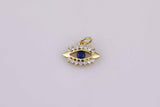 18K gold filled evil eye charm 10x14mm blue eye charm bracelet necklace pendant minimalist charms cz pave
