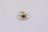 18K gold filled evil eye charm 10x14mm blue eye charm bracelet necklace pendant minimalist charms cz pave