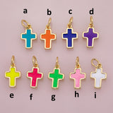 Cross charm enamel cross charm 18K Gold Filled for Charm Bar Bracelets and Necklaces Charms