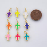 Cross charm enamel cross charm 18K Gold Filled for Charm Bar Bracelets and Necklaces Charms