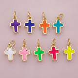 Cross charm enamel cross charm 18K Gold Filled for Charm Bar Bracelets and Necklaces Charms