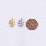 18k GF Leaf Charm 9x14mm for Charm Bar Bracelets and Necklaces Gold Silver Pave CZ Minimalist Charms 18K Gold Filled