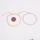 18k Gold Filled Charm Bar Bracelet Oval Rolo Chain 3.5mm