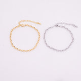 18k Gold Filled Charm Bar Bracelet Oval Rolo Chain 3.5mm