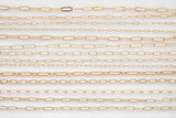 Paperclip Chain Selection 18K Gold Filled unfinished loose chain for bracelets and necklaces charm bar chain by the yard