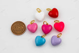 Enamel puffy heart 15x18mm bracelet necklace pendant minimalist charms cz pave 22K Gold Filled