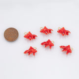 Gold fish red goldfish enamel charm 18k Gold Filled Charm Bar Bracelets and Necklaces Silver Pave CZ Minimalist Charms
