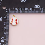 Baseball charm 18k Gold Filled Charm Bar Bracelets and Necklaces Silver Pave CZ Minimalist Charms