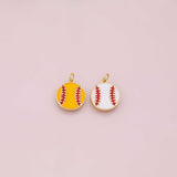 Baseball charm 18k Gold Filled Charm Bar Bracelets and Necklaces Silver Pave CZ Minimalist Charms