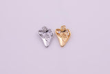 Rose Heart Charm 15x11mm 22k Gold Filled Silver Bracelet Necklace Pendant Minimalist Charms CZ Pave