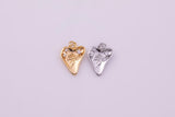 Rose Heart Charm 15x11mm 22k Gold Filled Silver Bracelet Necklace Pendant Minimalist Charms CZ Pave