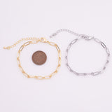 22k Gold Filled Charm Bar Bracelet Paperclip Long and Short 4mm