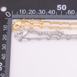 22k Gold Filled Charm Bar Bracelet Paperclip Long and Short 4mm