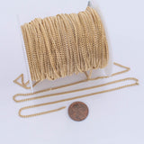18K Gold Filled Small Cuban Curb chain 2mm Unfinished Chain by the yard