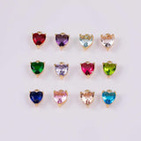 18K gold filled birthstone hearts charms full set 12 pcs made in usa heart permanent jewelry charms 1420 14/20 gold filled 5x6mm