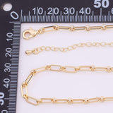 18" 18k Gold Filled Necklace Charm Bar Necklace Paperclip Long and Short Necklace 4mm