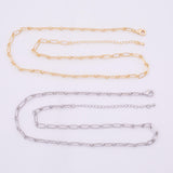 18" 18k Gold Filled Necklace Charm Bar Necklace Paperclip Long and Short Necklace 4mm
