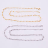 18" 18k Gold Filled Necklace Charm Bar Necklace Paperclip Long and Short Necklace 4mm