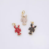 Lobster enamel charm 18k Gold Filled for Charm Bar Bracelets and Necklaces Gold Pave CZ Minimalist Charms