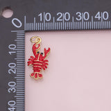 Lobster enamel charm 18k Gold Filled for Charm Bar Bracelets and Necklaces Gold Pave CZ Minimalist Charms