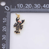 Lobster enamel charm 18k Gold Filled for Charm Bar Bracelets and Necklaces Gold Pave CZ Minimalist Charms