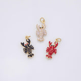 Lobster enamel charm 18k Gold Filled for Charm Bar Bracelets and Necklaces Gold Pave CZ Minimalist Charms