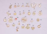 18k GF New styles charms selection flower key heart tree dolphin charm sun pave cz 18K gf bracelet necklace! 1420 14/20 gold filled