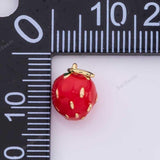 18k GF Strawberry Fruit Charm 8x12mm for Charm Bar Bracelets and Necklaces White Gold Silver Pave CZ Minimalist Charms 18K Gold Filled