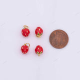 18k GF Strawberry Fruit Charm 8x12mm for Charm Bar Bracelets and Necklaces White Gold Silver Pave CZ Minimalist Charms 18K Gold Filled