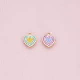Heart charm 22k Gold Filled for Charm Bar Bracelets and Necklaces Gold Pave CZ Minimalist Charms