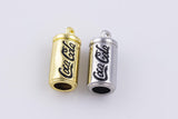 18k gold filled Soda Cola charm 8x18mm silver bracelet necklace pendant minimalist charms cz pave
