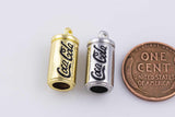 18k gold filled Soda Cola charm 8x18mm silver bracelet necklace pendant minimalist charms cz pave