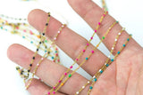 18k Gold Filled Dainty Chain Multicolor 2mm Gold Filled Brass Chain 1420 GF Rolo Cable Paperclip Chain - Sold by Yard