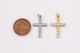 Cross charm 15x22mm 18K gold filled bracelet necklace pendant minimalist charms cz pave