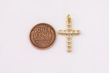 Cross charm 15x22mm 18K gold filled bracelet necklace pendant minimalist charms cz pave