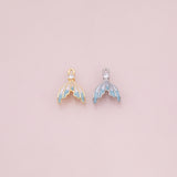 Dolphin mermaid whale tail charm 18k Gold Filled Charm Bar Bracelets and Necklaces Silver Pave CZ Minimalist Charms