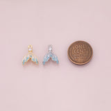 Dolphin mermaid whale tail charm 18k Gold Filled Charm Bar Bracelets and Necklaces Silver Pave CZ Minimalist Charms