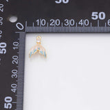 Dolphin mermaid whale tail charm 18k Gold Filled Charm Bar Bracelets and Necklaces Silver Pave CZ Minimalist Charms