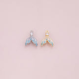 Dolphin mermaid whale tail charm 18k Gold Filled Charm Bar Bracelets and Necklaces Silver Pave CZ Minimalist Charms