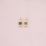 Soft drink cup fast food coffee cup latte charm 18k Gold Filled Charm Bar Bracelets and Necklaces Silver Pave CZ Minimalist Charms
