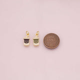 Soft drink cup fast food coffee cup latte charm 18k Gold Filled Charm Bar Bracelets and Necklaces Silver Pave CZ Minimalist Charms