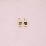 Soft drink cup fast food coffee cup latte charm 18k Gold Filled Charm Bar Bracelets and Necklaces Silver Pave CZ Minimalist Charms